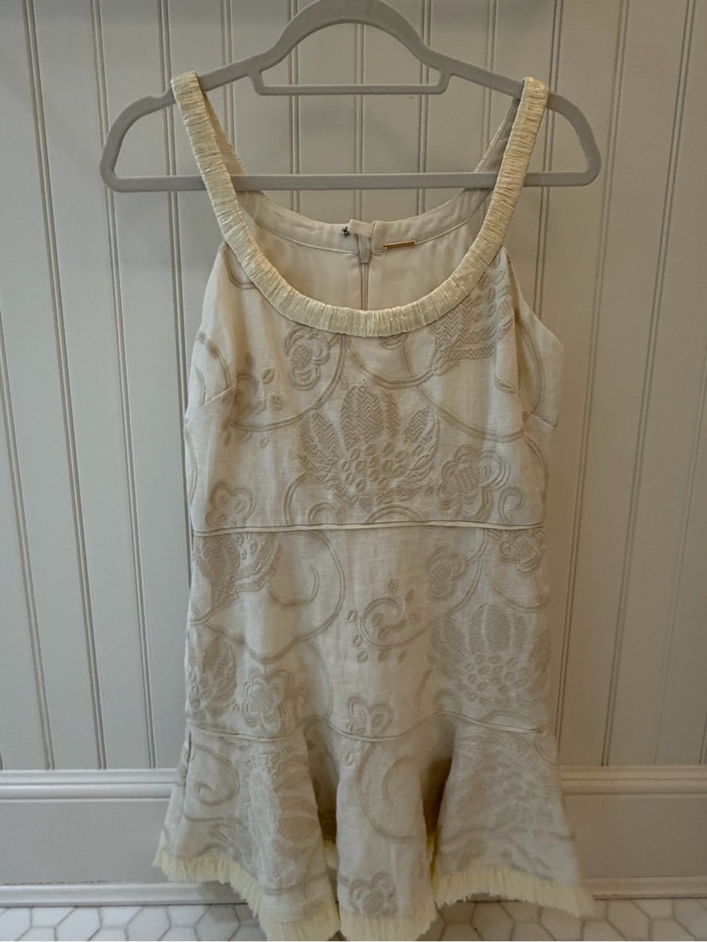 Alexis Cream Embroidered Mini Dress
